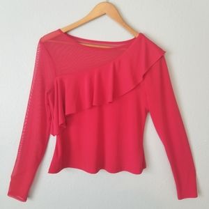 Thalia Sodi Red Top with Asymmetrical Illusion